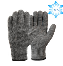 Одинарные шерстяные перчатки с внутренним начёсом (70% шерсть + 30% акрил) (утепляющие вкладыши), 10 класс, по ГОСТу с маркировкой, серые, до -15°С